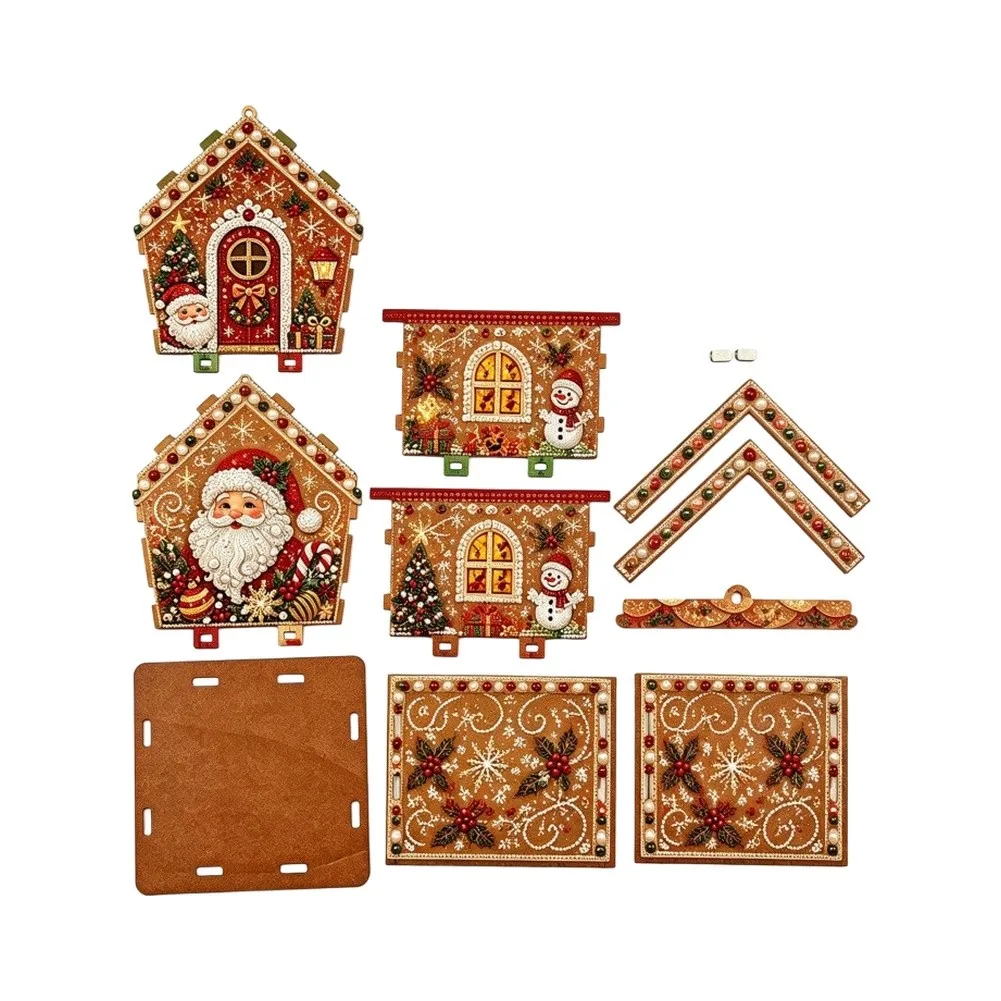 3D Festive House Building Kit with Wooden Pieces Rhinestone Accents Pearl Beads and Complete Crafting Supplies