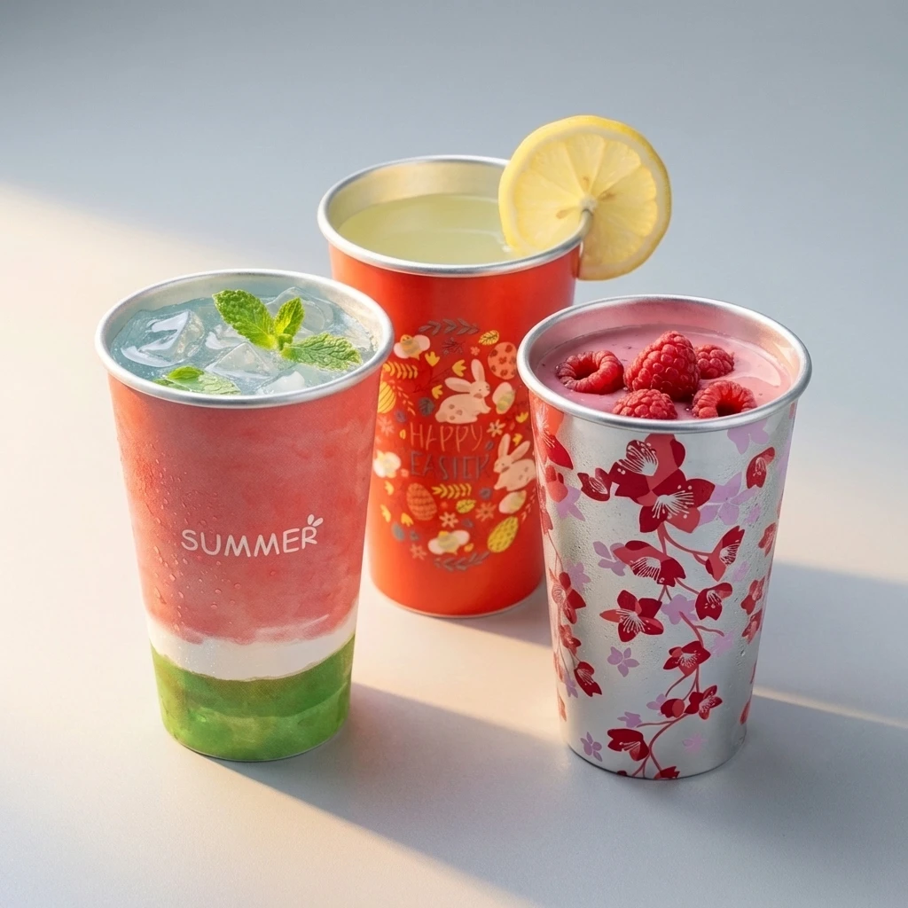 Funny Color Changing Aluminum Cup Anti-fall Aluminum Beer Cup Metal Cold Drink and Juice Cup With Straw Lid For Bar Outdoor Home