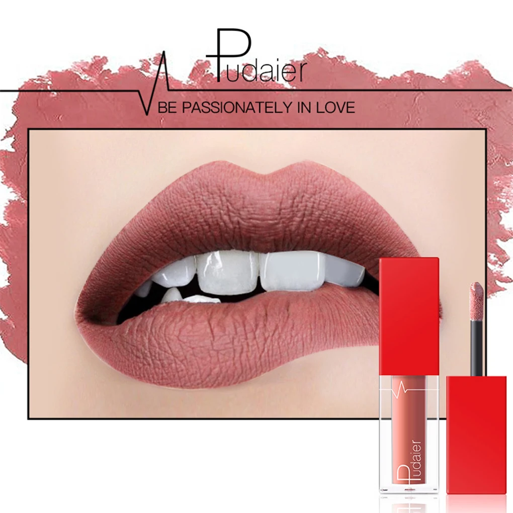 Pudaier Lip Gloss Velvet Pigment Matte Lip Balm Stick Women Girls Lady Cosmetic Nude Moisturizer Pen