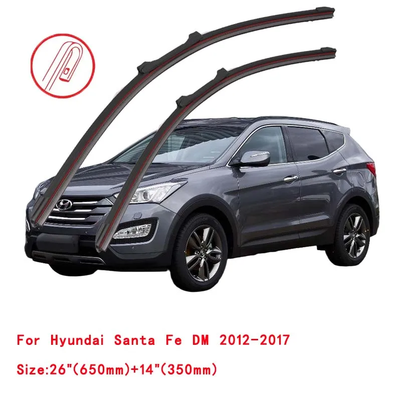 Limpiaparabrisas de goma doble para coche, hoja limpiaparabrisas para Hyundai Santa Fe, CM, DM, TM Classic, 2000, 2006, 2008, 2010, 2012, 2016,