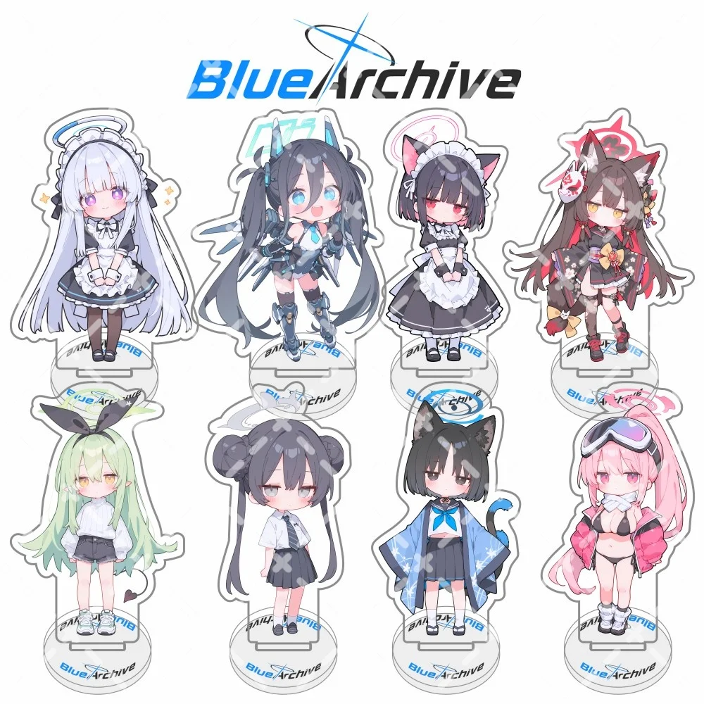 Blue Archive Acrylic Stand 10cm  Aris Wakamo Hikari Hina Shiroko Hoshino Anime Desktop Decor Collectible Tabletop Ornament Fan