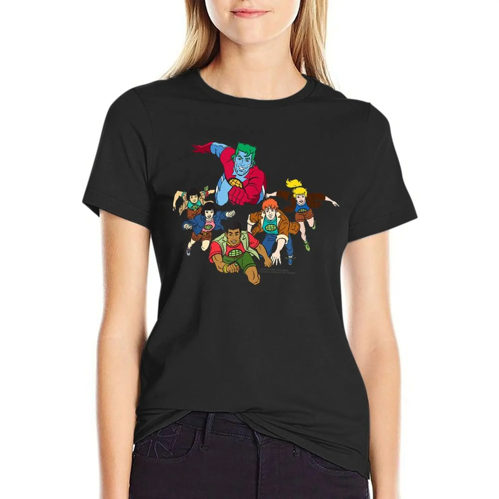 

Captain Planet Flying T-Shirt korean fashion summer top kawaii clothes t-shirts for Women pack