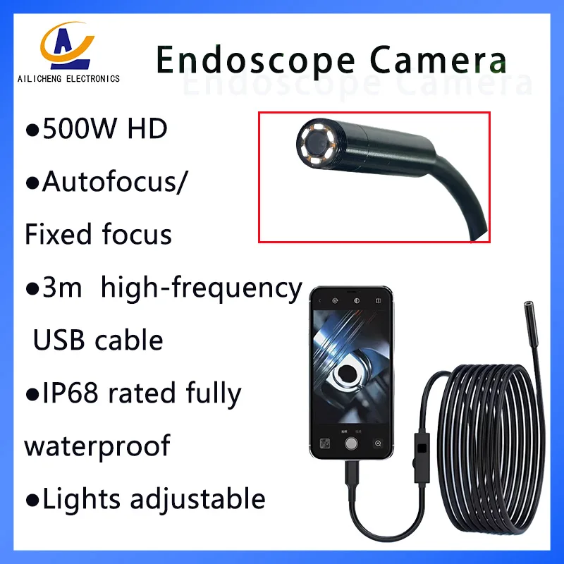 

Waterproof Endoscope Provedor Pipe Detection Auto Repair AF HD 500W with LED Endoscope Lens USB Free Driver