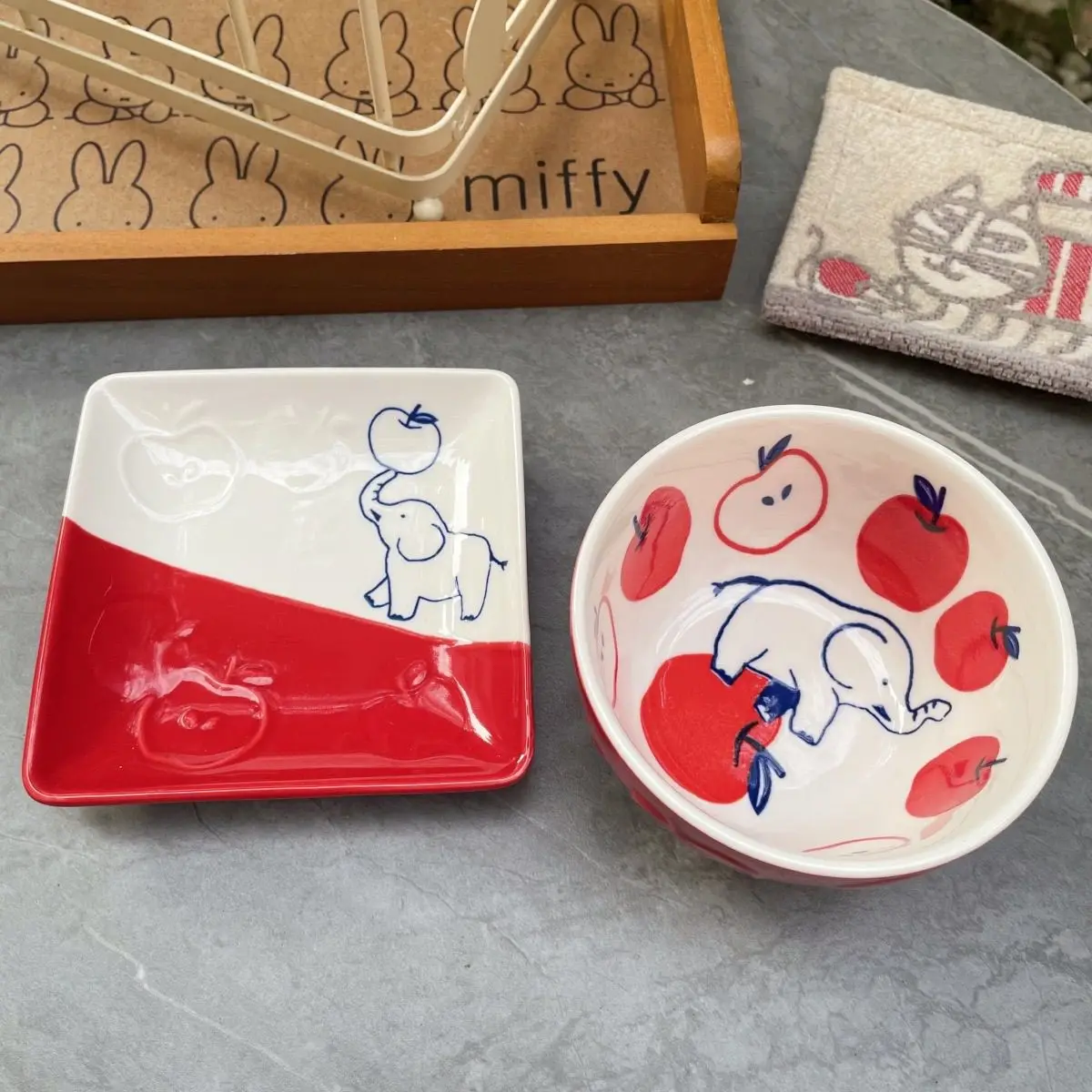 Japanese Style Elephant Bowl Household Cartoon Snacks Ceramic Creative Dishes Fruit Seasoning Soy Sauce Dishes Underglaze Color