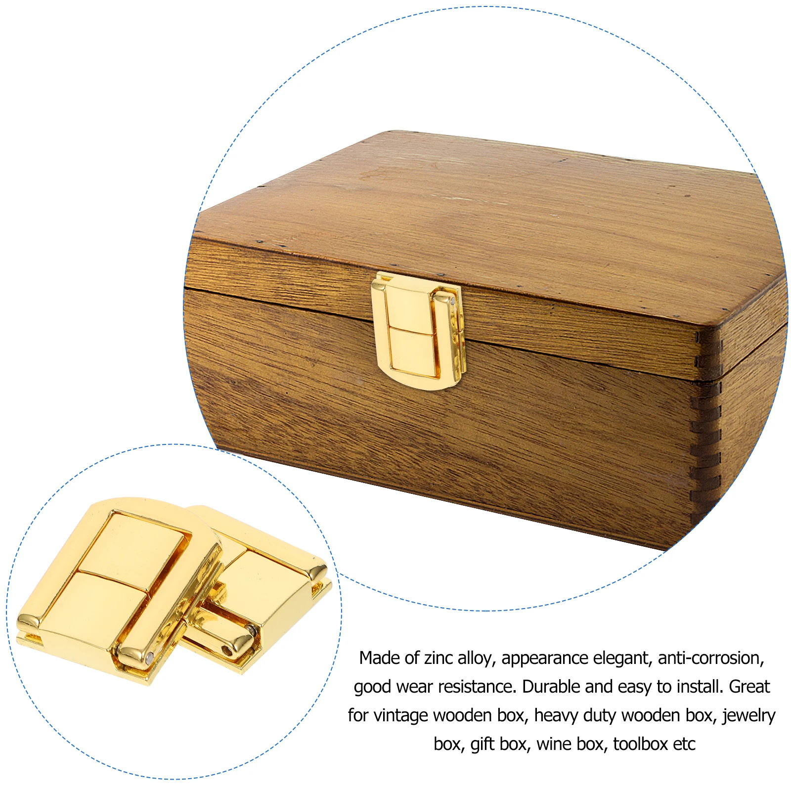 

10pcs Zinc Alloy Lock Hasp Vintage Golden Trunk Latch Durable Cabinet Hardware BoxLatch JewelryBoxHasp WoodenBoxBuckle