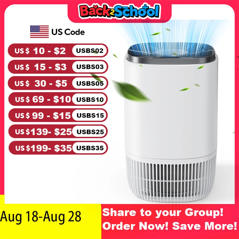 Purificadores de aire AROEVE para cobertura de habitaciones, limpiador de filtración de hasta 215 pies cuadrados, elimina el olor a humo, el polvo, la caspa de mascotas para la oficina y el hogar