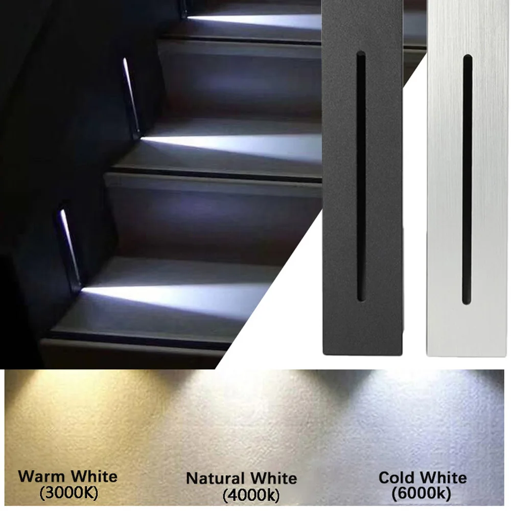 3W Led Recessed Wall Light Home Decoration Staircase Step Lamp Indoors AC110-240V Floor Lamp Corridor Stairs Pathway Nightlights