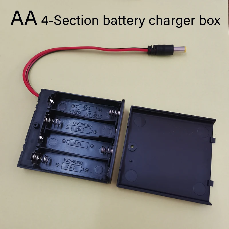 1 Stück 5,5x2,1 DC-Stecker Ladeetui Tragbare AA/AAA/18650 Batterieladebox Halter für 2/3/4/6/8 Akkus mit Deckel und Schalter – Detail 5
