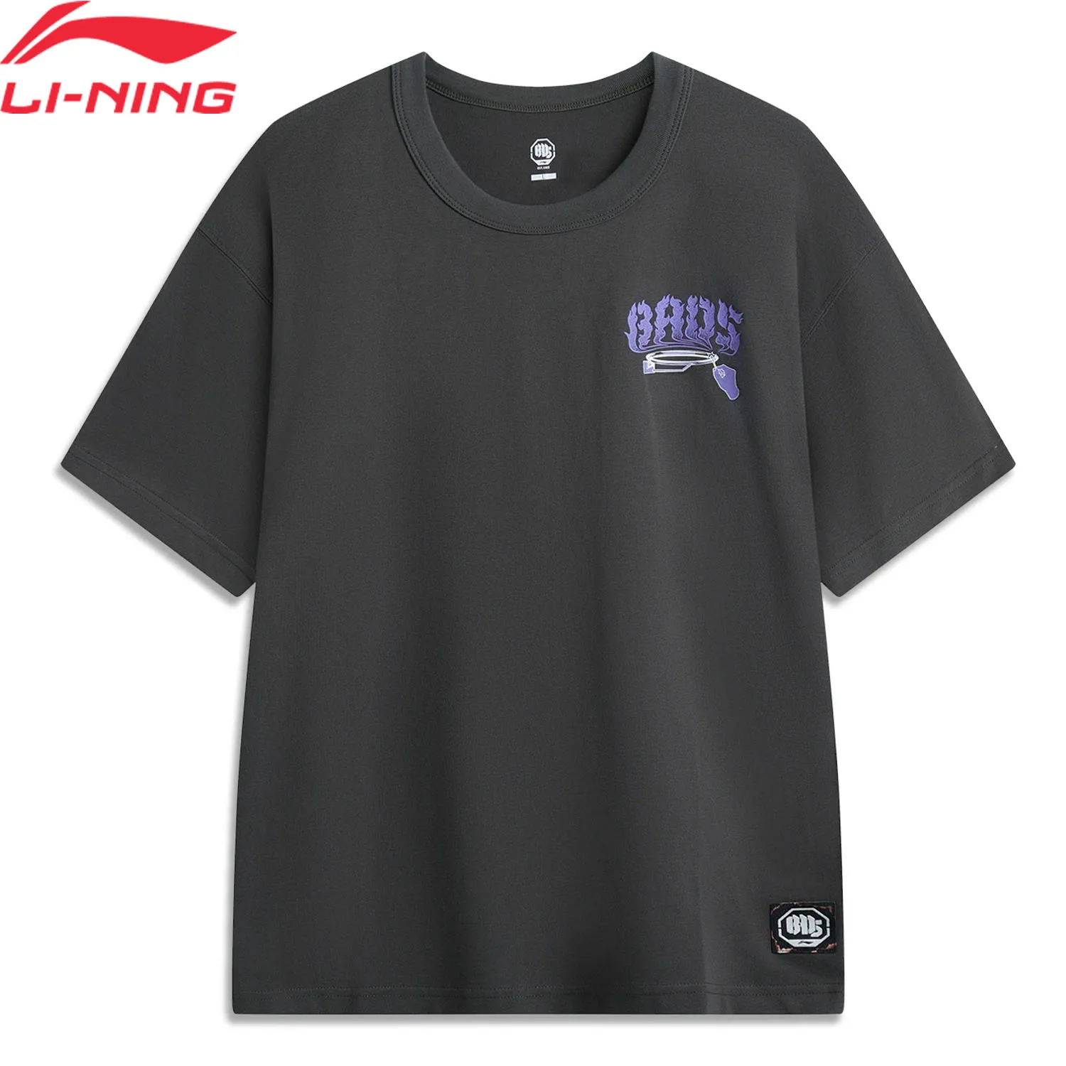 Li-Ning Men BADFIVE T-shirt Loose Fit Breathable 100%Cotton Comfortable LiNing Sports Tee Tps AHSU157