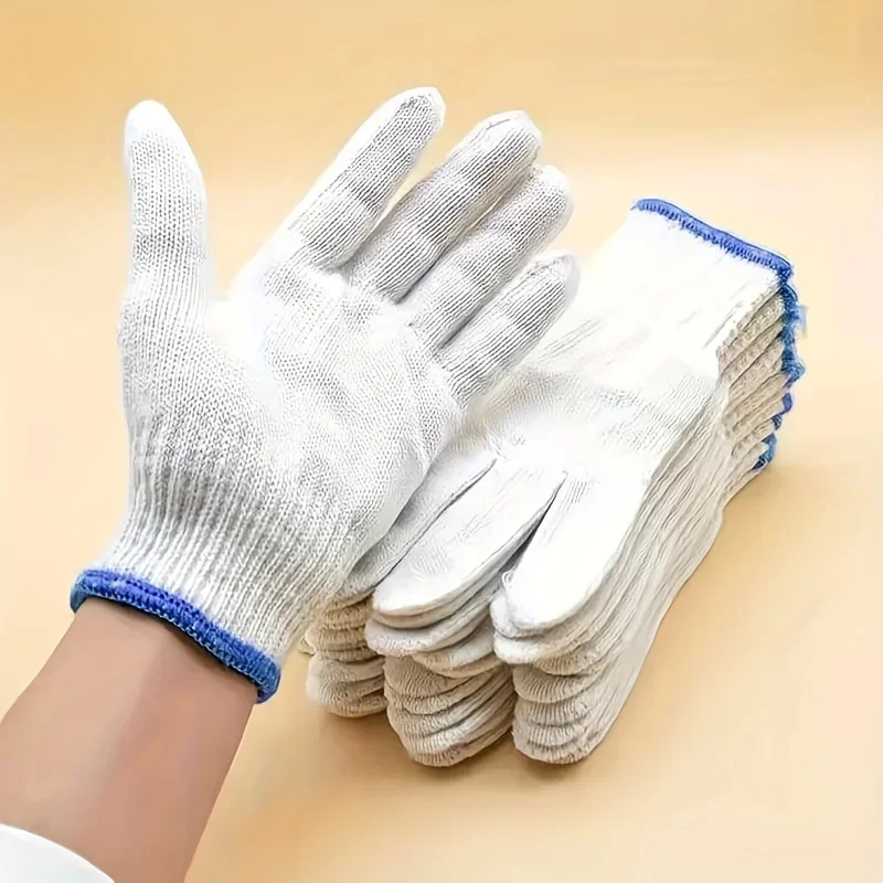 1/5/10Pairs Wear-resistant and Breathable Construction Welding Woodworking Cotton Yarn Anti Slip Knitted Gloves Labor Protection