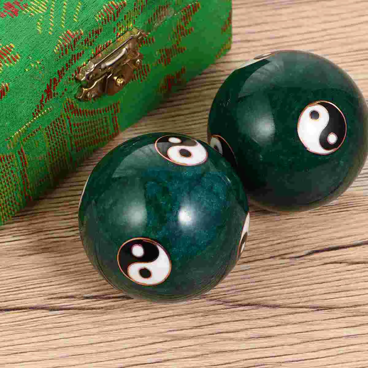 

1 Pair of 47mm Chimes Hand Massage Balls Chinese Tai Chi Pattern Stress Relieve Hand Exercise Massage Balls