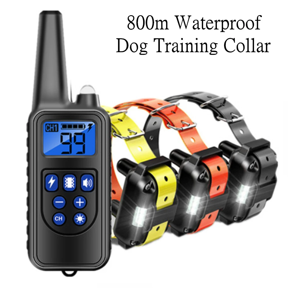 

800m Electric Dog Training Collar Waterproof Dog Trainer Remote Control Dog Bark Collar Anti Barking Stopper for Pet Dogs
