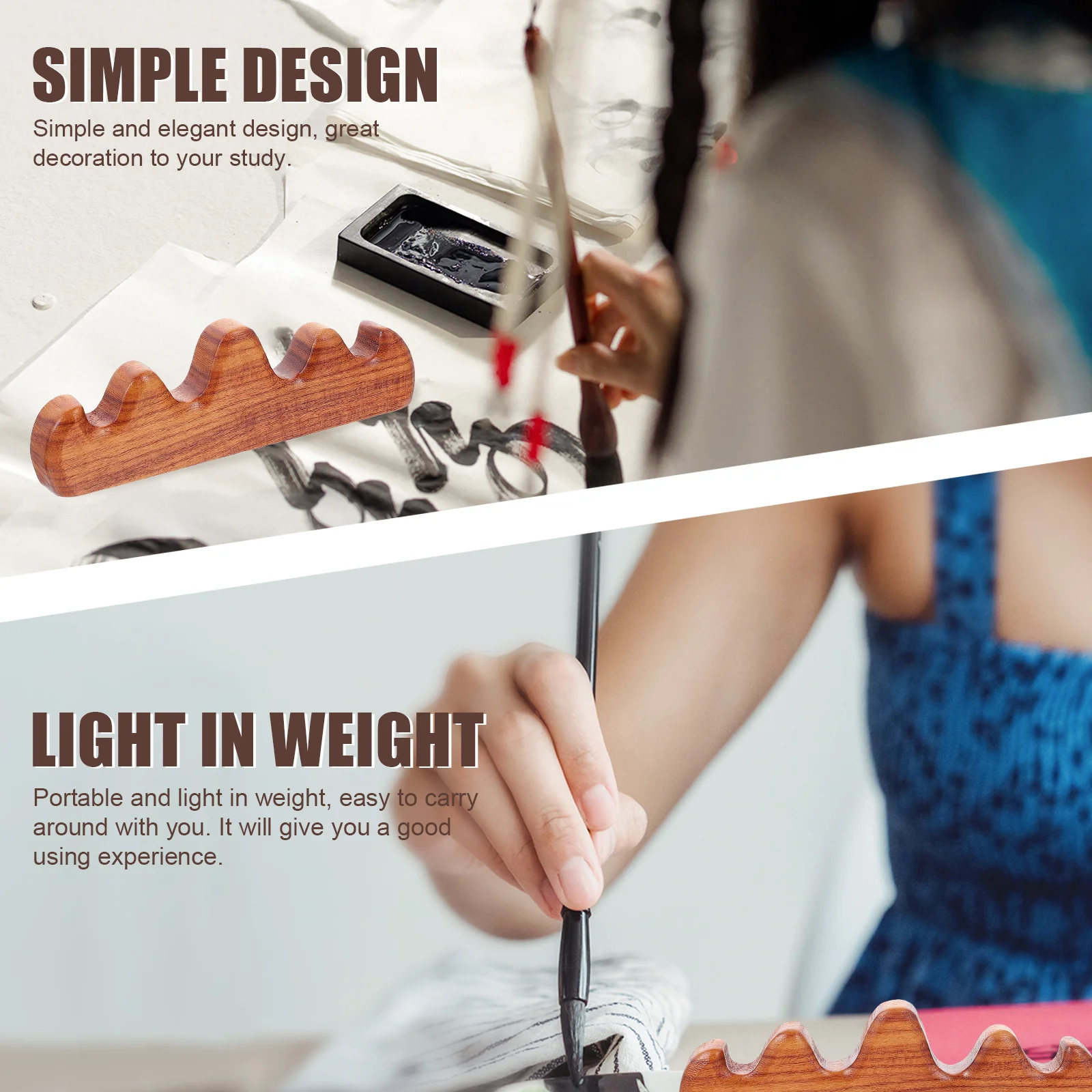 

Sandalwood Brush Pen Holder Mountain Shape Decorative Calligraphy Ink Pen Stand Desk Organizer Writing Brush Support Art Desktop