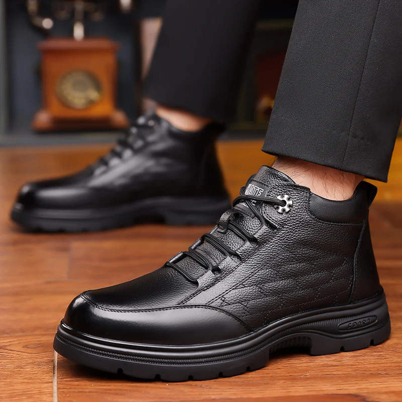 

Осень и зима2025 Новая мужская кожаная обувь, высококачественная натуральная кожа, повседневная деловая, офисная, уличная и теплая обувь для взрослых