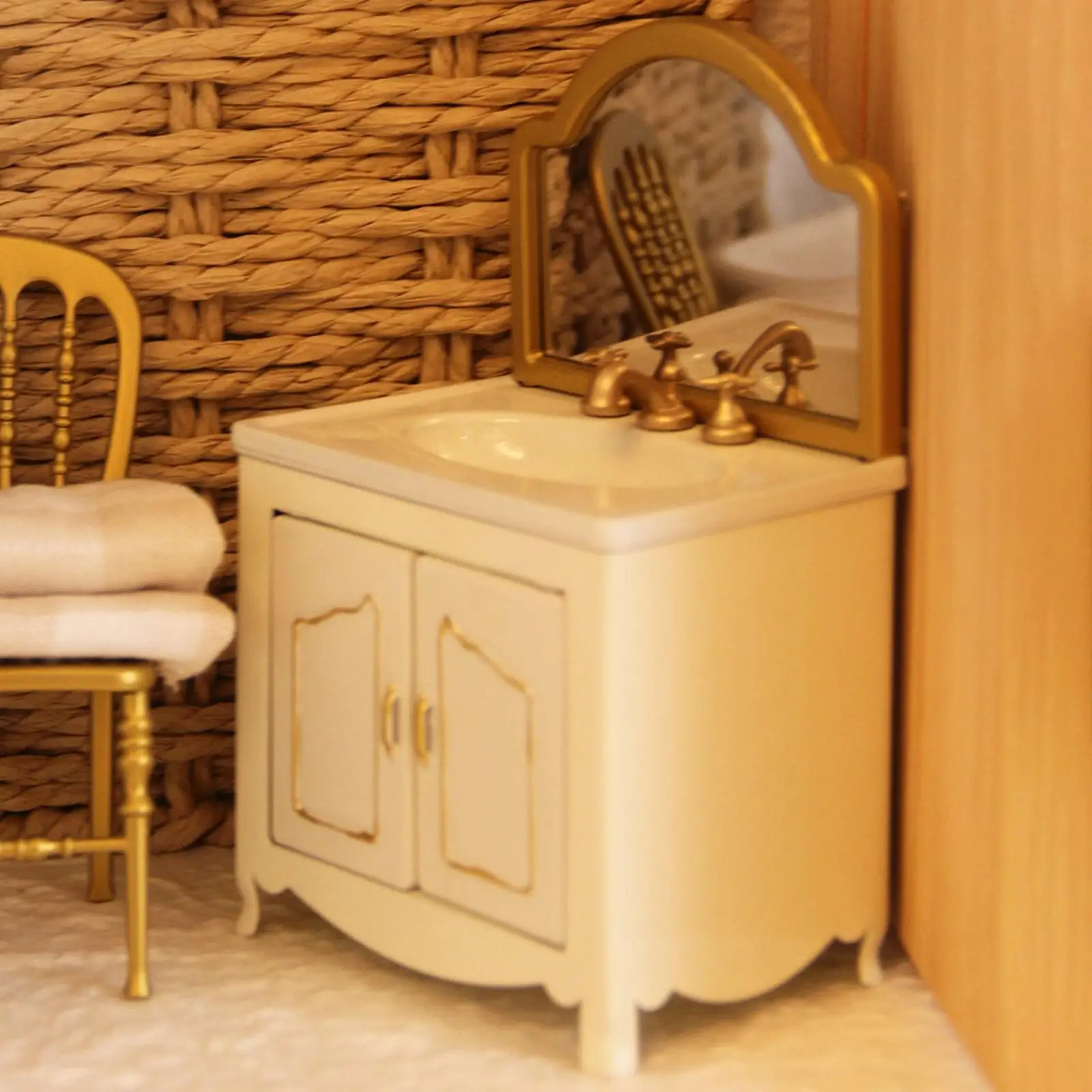 Mini mobiletto da bagno con lavabo 1/12 Decorazione da bagno Decorazione per casa delle bambole