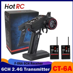 HotRC CT-6A 6CH 2.4GHz Remote Control Transmitter Radio System with 6 Channel Receiver for RC Model Car Boat Tank Crawler TRX4