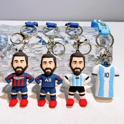 Trend Football Athlete Messi Keychain Cartoon Figure Silicone Pendant Keyring Car Backpack Key Holder Kawaii Jewelry Accessories