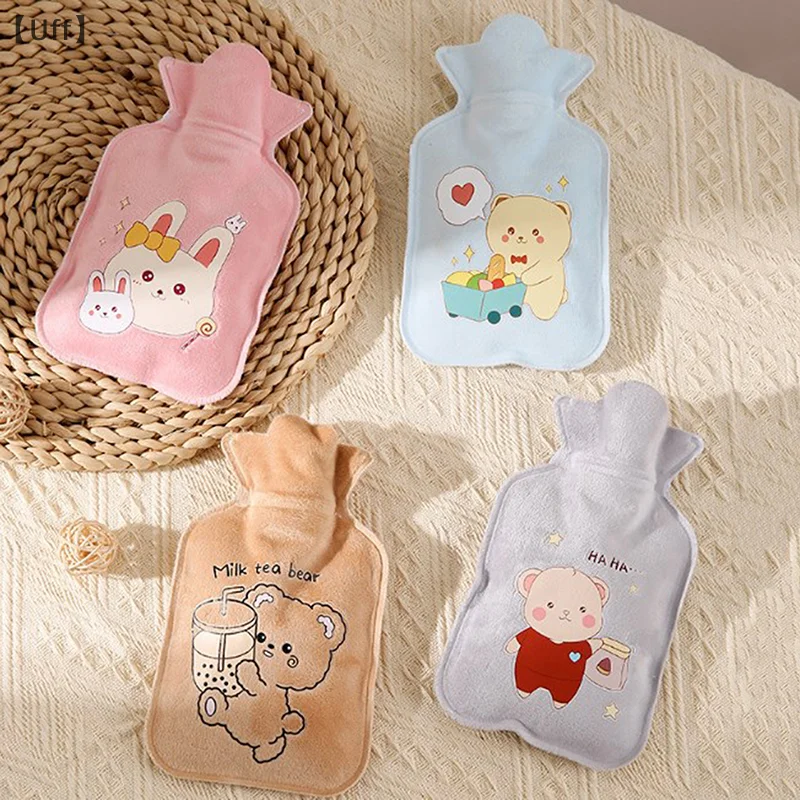 1Pcs Plush Portable Hand Warmer Cute Cartoon Girl Heart Y2k Carry-On Water-Filled Hot Water Bag Keep Warm