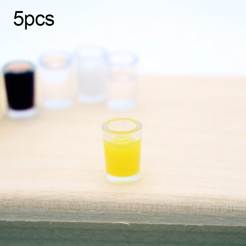 5Pc 1:12 Resin Dollhouse Miniature Wine Cup Beer Wine Bottle Model Furniture House Decor Toy Dollhouse Simulation Drinking Decor