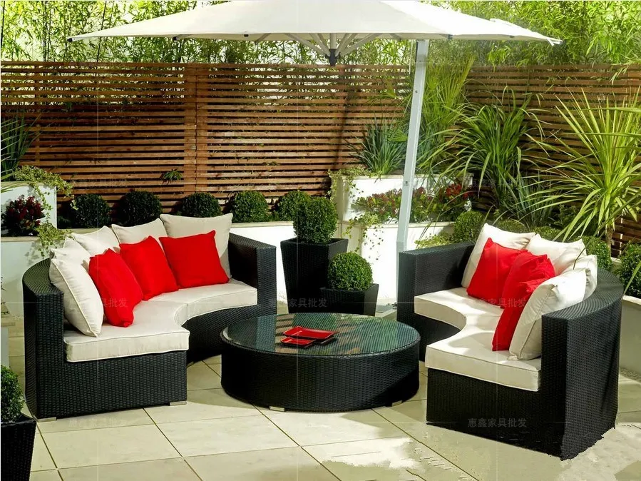 Vine Weaving Sofa Combination Courtyard Garden Leisure Outdoor Living Room Half Round Curved Vine Chair