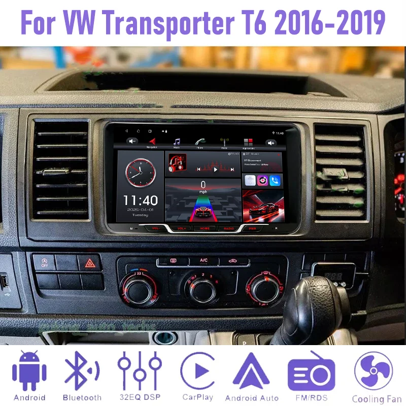 

9" For VW Transporter T6 2016-2019 Car Radio Android 15 Auto Support Wireless Apple Carplay 2DIN GPS Rear Camera
