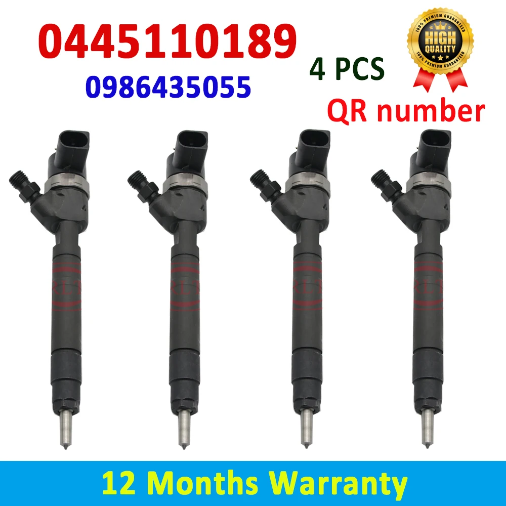 4 PCS ORLTL 0 445 110 189 Nozzle 0445110190 Diesel Fuel Injector 0445110189 for DODGE: 05080 300AA 05080 00AA With QR Number