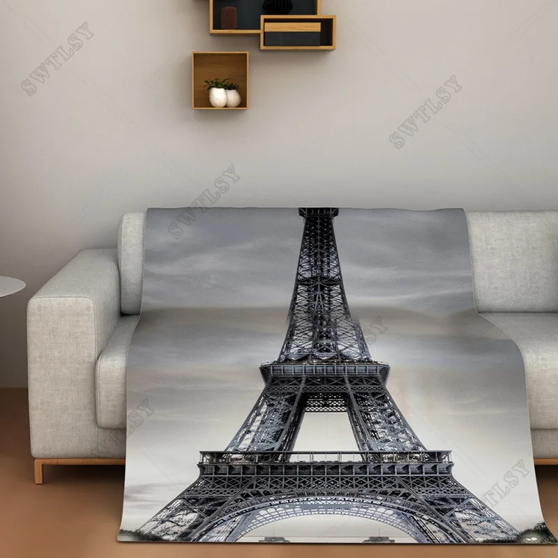 

Eiffel Tower Landscape Pattern Flannel Throw Blanket Super Soft Warm Nice King Queen Size Kid Adult Travelling Camping Blanket