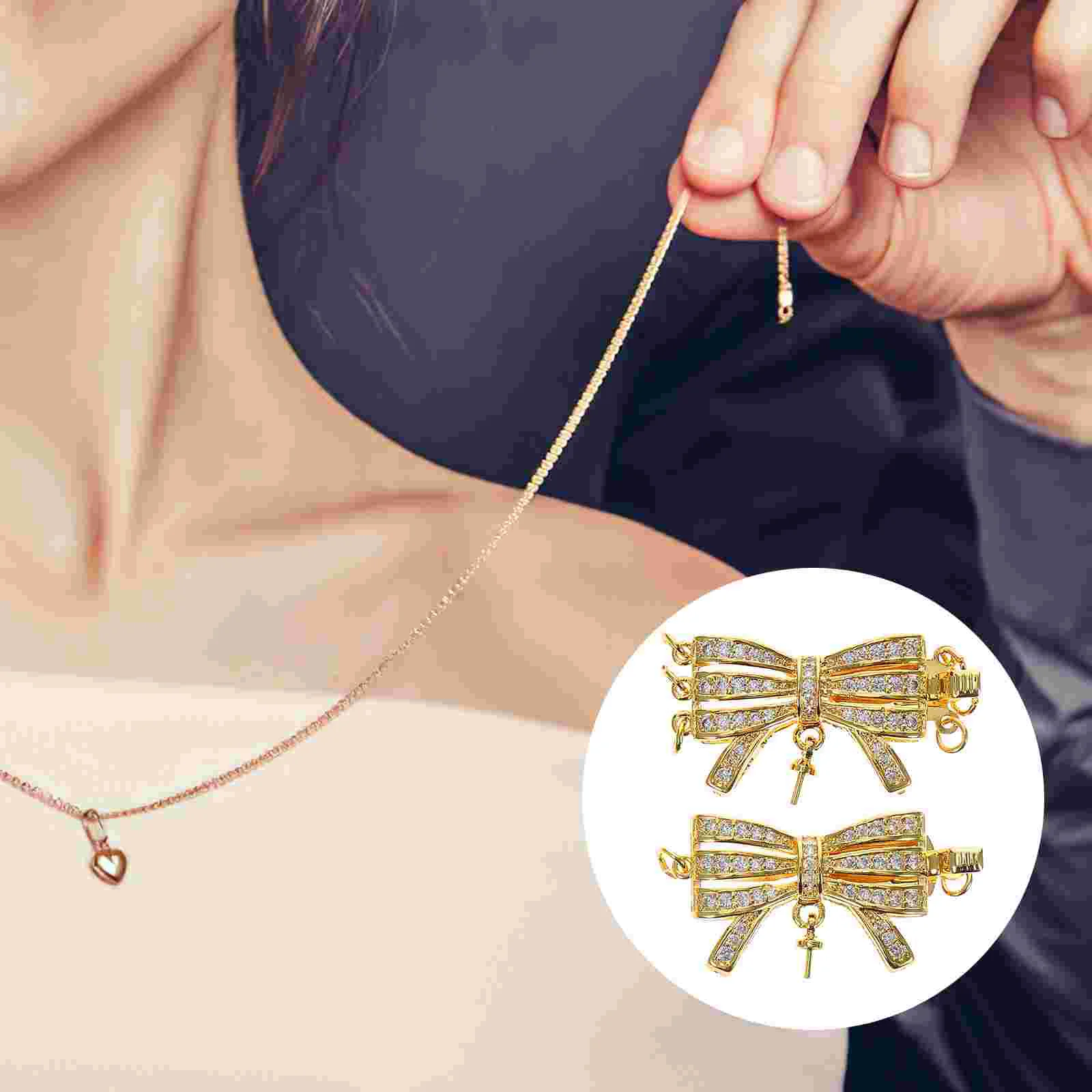 

2 Pcs Layering Necklace Clasps Sturdy Alloy Jewelry Making Connectors Separator for Multiple Necklaces Bracelets Easy Use
