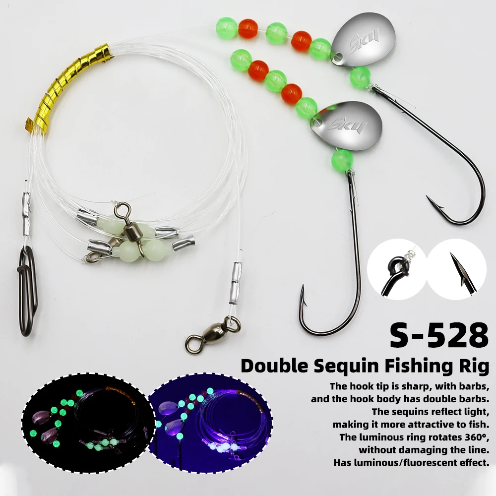 ZYZHE 1/3/5 Stück Meeresangel-Rigs mit Doppelhaken Metall-JIG Größe 1/0 # Salzwasser-Surf-Angelköder-Rigs Flapper-Snapper-Rigs – Detail 2
