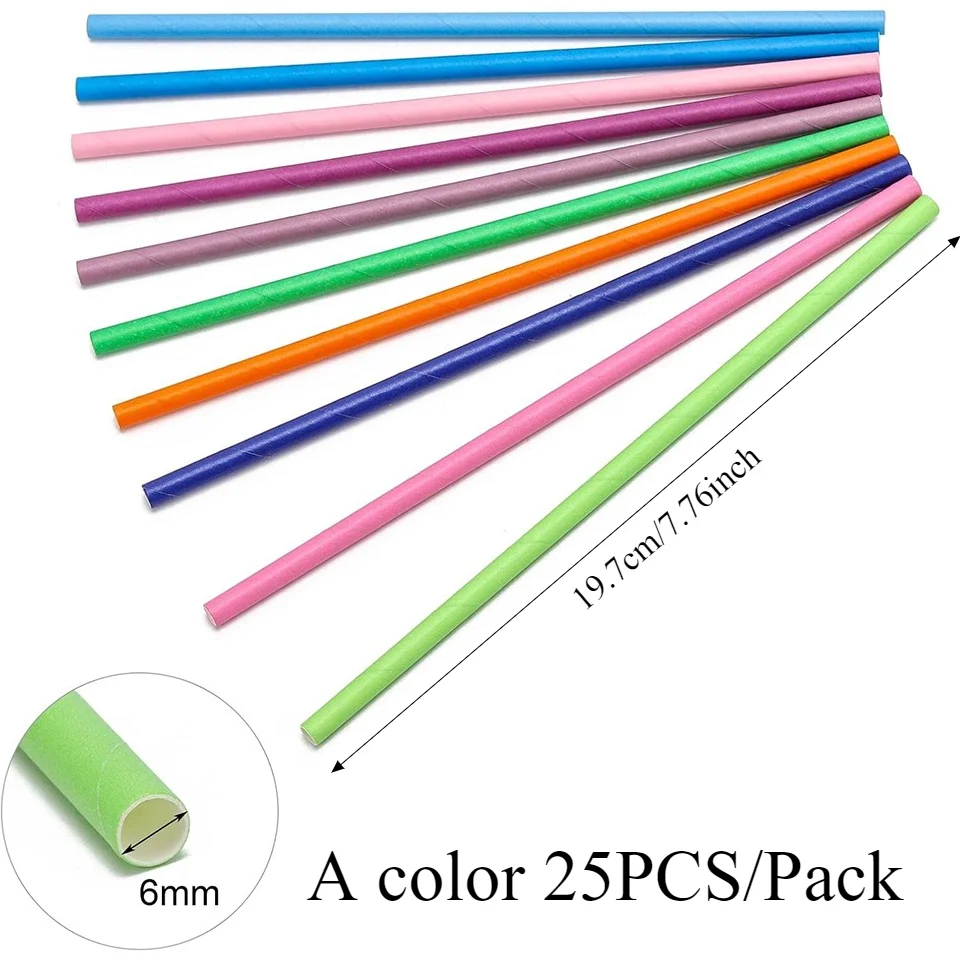 หลอดกระดาษใช้แล้วทิ้ง 25/50/10 - Paper Straw Color บทวิจารณ์และราคา