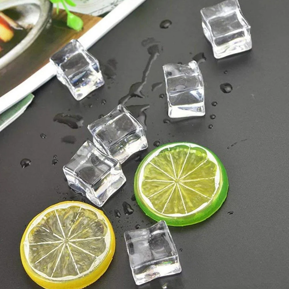 

40Pcs Fake Ice Cubes Clear Acrylic Ice Rocks Realistic Look for Decor Bar Vase Filler Photography Prop Accessories