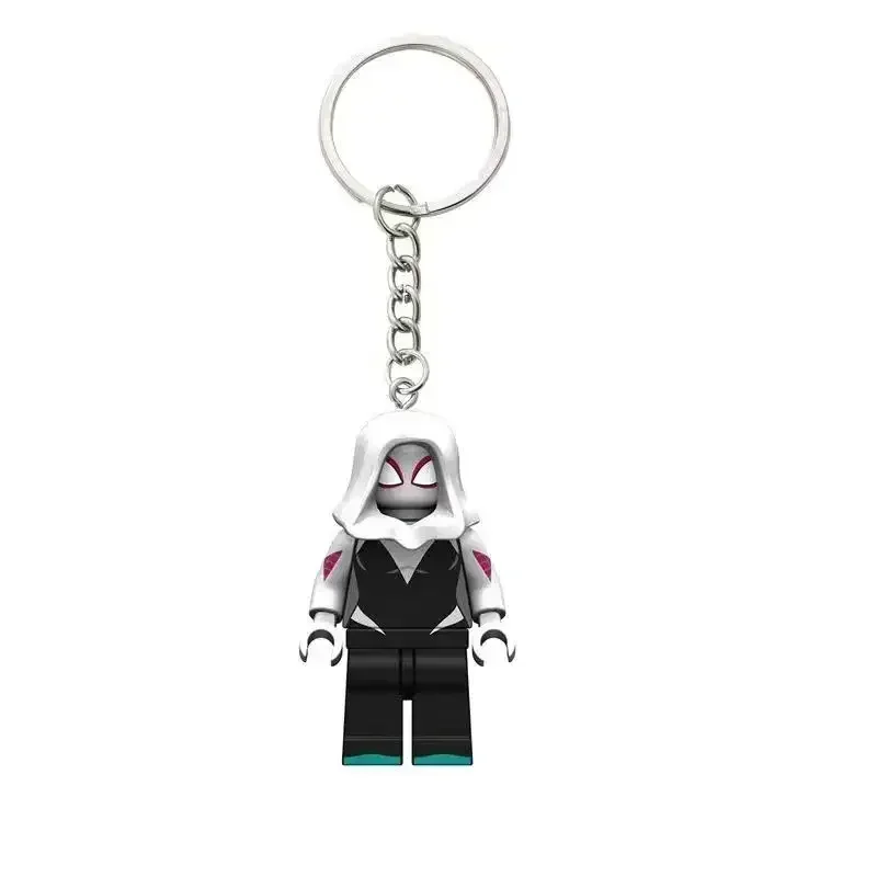 Marvel Spider-Man Gwen Web of Shadows Cartoon Building Blocks Keychain Creative Personalized Bag Pendant Accessories Gift