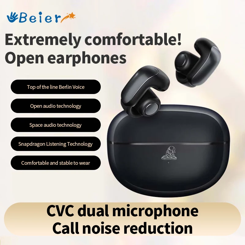 Beier V12 Open Ear Clip Headphones True Wireless Earbuds Bluetooth 5.3 Sports Earphones Air Conduction Headest With Mic