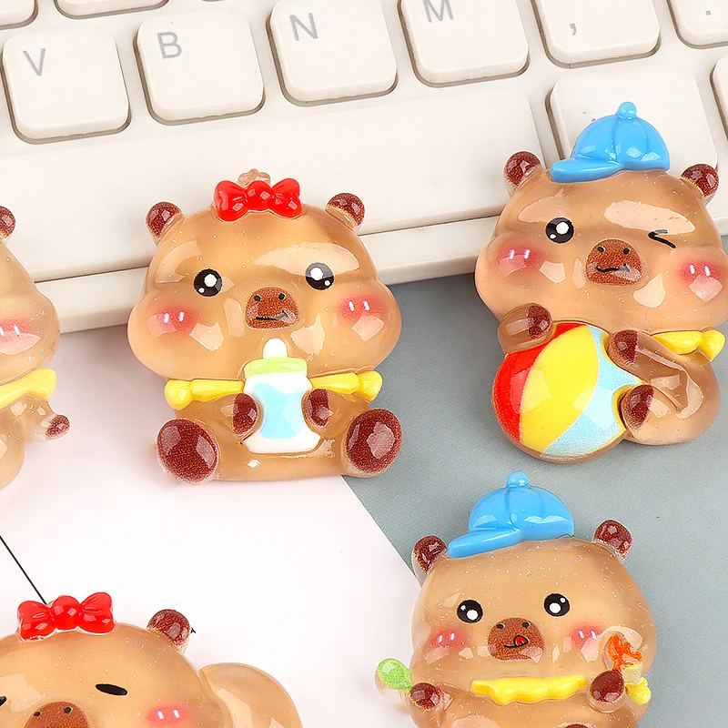 Miniaturas Luminosas de Resina Capivara, Brilho à Noite, Jardim de Fadas, Ornamento DIY, Figurinhas Fofas, Decoração de Mesa, 1Pc