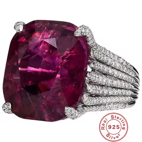 Classic Luxury Real Solid 925 Sterling Silver Ring 3Ct AAA+ Zircon Wedding Jewelry Rings Engagement for Women Girls Xmas Gift