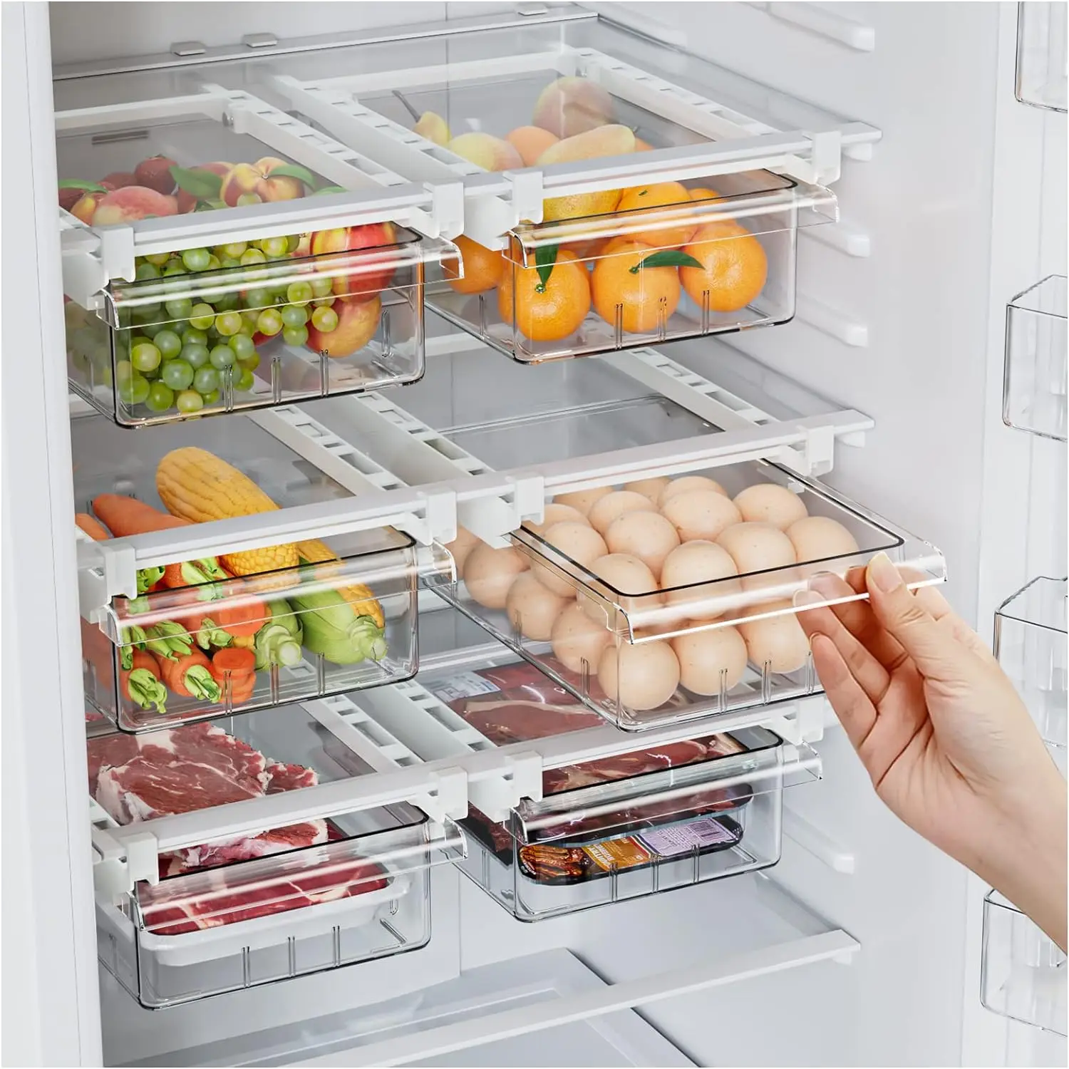 Fridge Organizer Fruit Egg Refrigerator Storage Rack Under-shelf Refrigerator Drawer Box Fresh keeping Kitchen Organizer