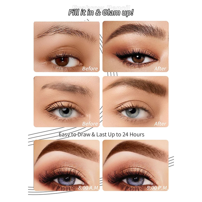 ปากกาเขียนคิ้วคิ้ว4ปลายส้อม3D microblading ดินสอเขียนคิ้วมหัศจรรย์สวยงามเป็นธรรมชาติดินสอเขียนคิ้วยาวนานใหม่