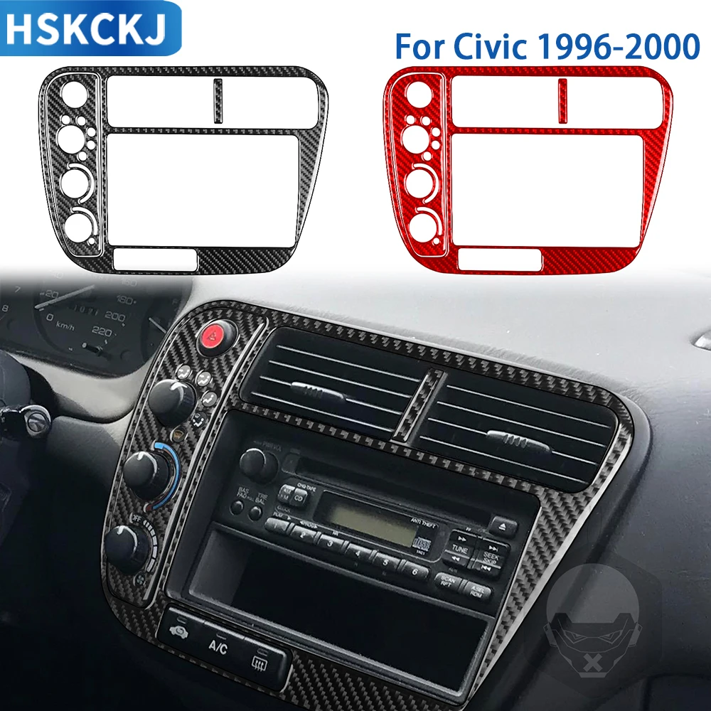 

For Honda Civic 1999 2000 Accessories Carbon Fiber Car Interior Air Conditioning Control Panel Trim Sticker Decoration