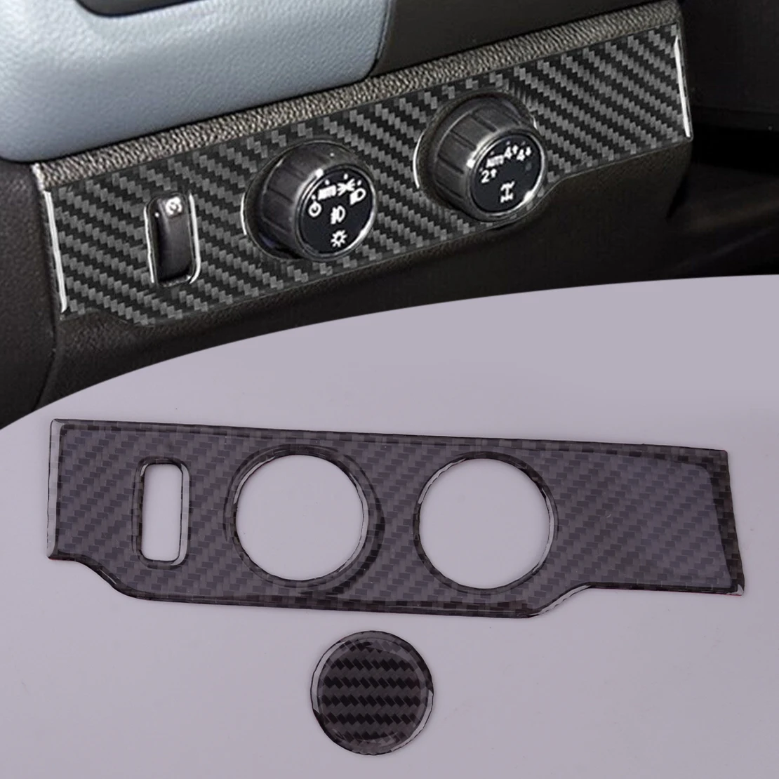 Front Interior Headlight Control Knob Cover Trim LHD Fit for Chevrolet Colorado GMC Canyon Crew Cab 2015-2022 Black Carbon Fiber