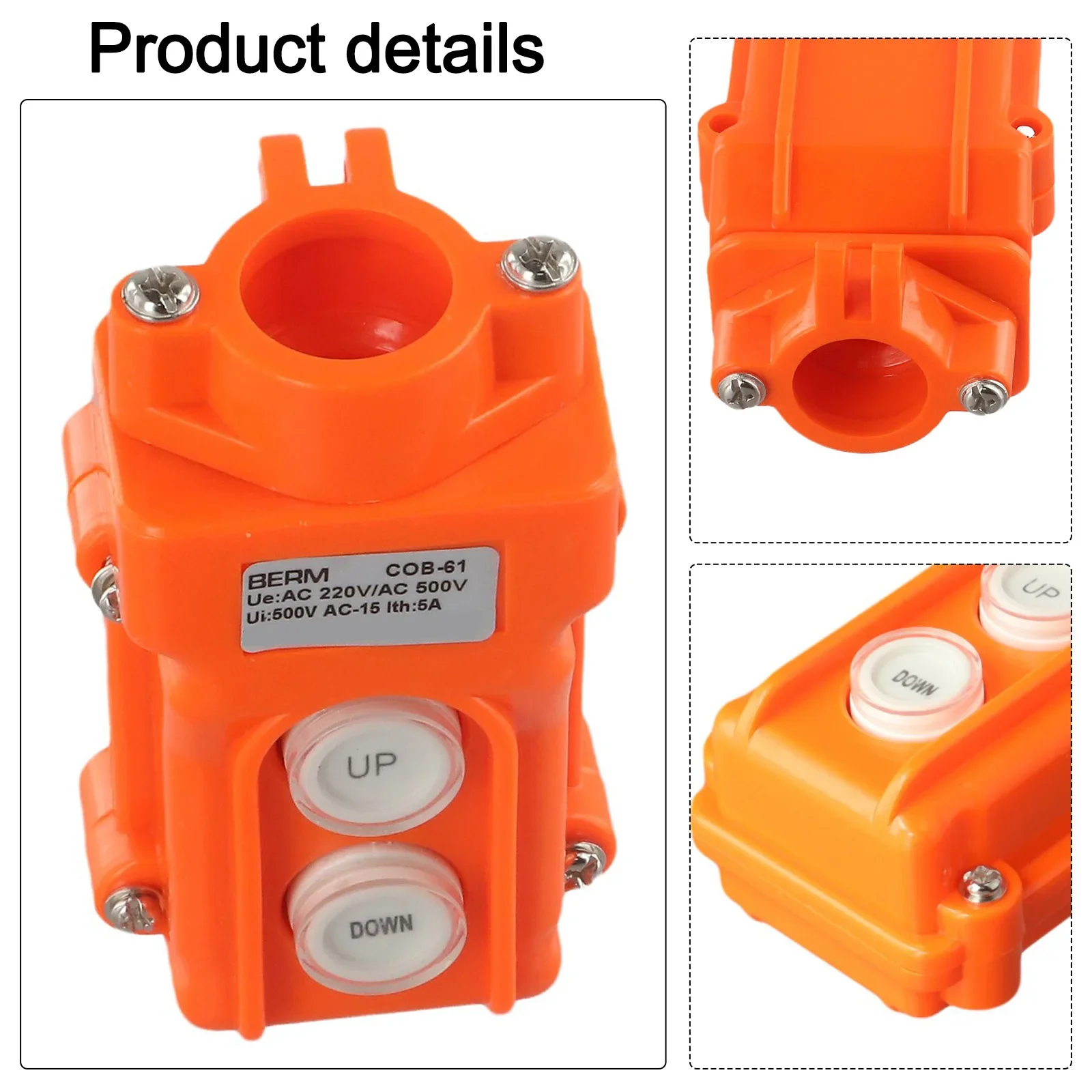 Push Button Switch Rainproof Waterproof AC Instantaneous Pushbutton Remote Control ABS Crane Down UP 12x6.5x5 Cm