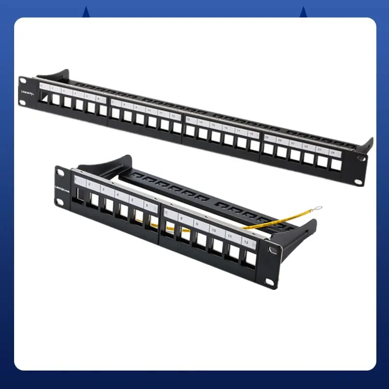 Ethernet 10 "12/24 Port Network RJ45 Patch Panel Rack Blank Mount Keystone Jack Cat5e Cat6 Cat6A RJ45 Łączniki Moduły Rozgałęźnik
