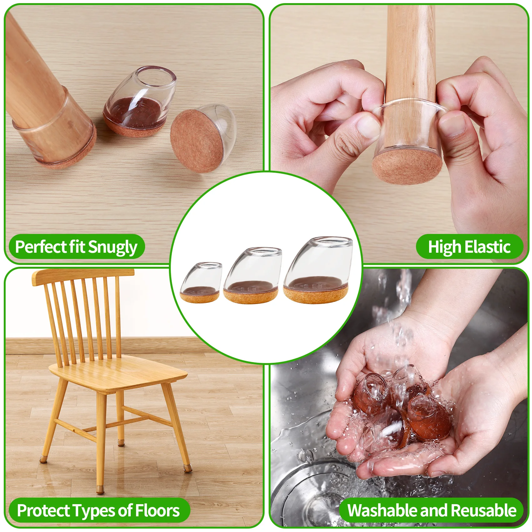 Chair Leg Protectors Foot Cover 15-25° Diagonal Thick Wrap Felt Pads Silicone Furniture Table Feet Protect Hardwood Floors Table image 6