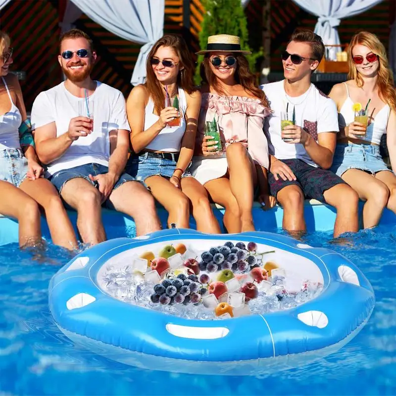 

Floating Table For Pool Inflatable Swim Bar For Adults 4-6 Players Portable Pool Table With Food Drinks Holder For Backyard