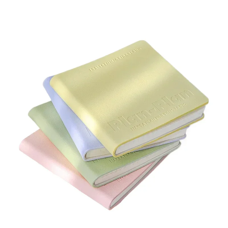 Agenda Planner Notebook CUBE Bloc de notas cuadrado de cuero suave Bolsa de cuero PU portátil, libro de sellos de viaje, libro de plan de aprendizaje escolar