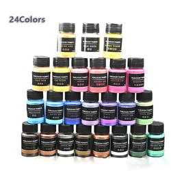 24 Colors Mica Powder Pigment Natural Fine Pigment Glitter Powder for Candles Epoxy Resin Slime Soap Making,Crafts Nail Painting