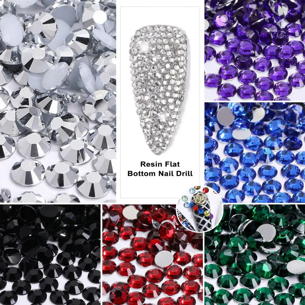 

1 Bag Sparkling Resin Rhinestones Eco-friendly Flat Bottom Nail Art Rhinestones for DIY Phone Cases Jewelry Nail Gems Stones