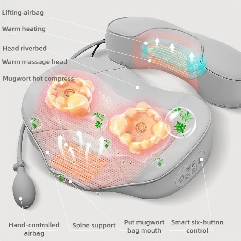 Home Use Neck Back Massager with Heat 3D Compress Rolling Waist Pad Seat Car Massager Neck Pillow Massager - Image 3