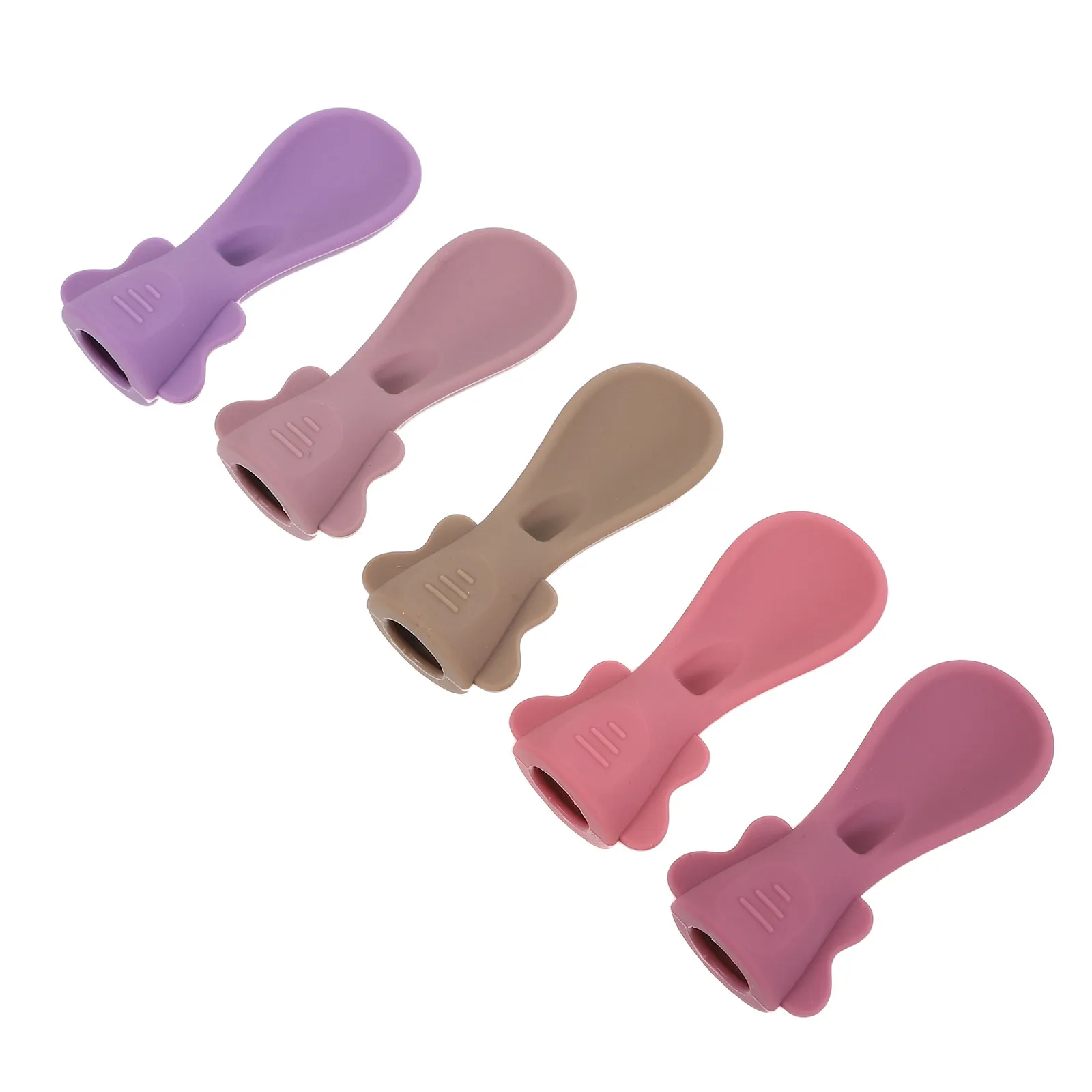 

5Pcs Silicone Baby Pouch Spoon Attachment Set for Squeeze Food Pouches Soft -Handed Feeding Travel-Friendly Non-
