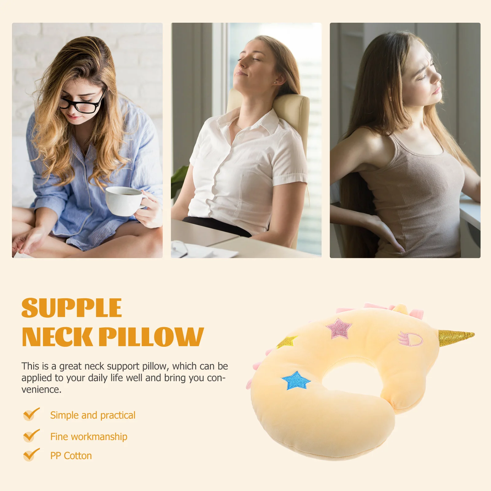 

Cartoon Unicorn Neck Pillow Gentle Comfortable PP Cotton Support for s Travel U Shaped Anti Fatigue Toddler Pillows