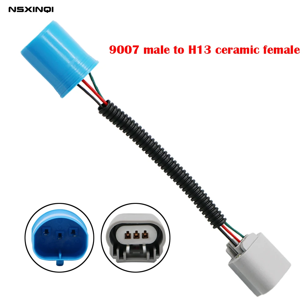 

1pcs 9007 male H13 ceramics female Conversion Connector Wiring Harness Headlight Fog Light Plug Cable Socket Connector